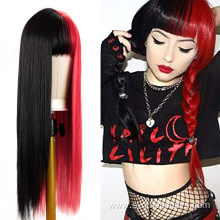 Long Straight Two Tone Cosplay Wig With Bangs